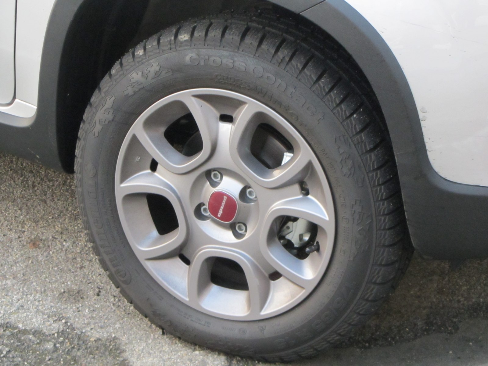 Winter tyre fitted to a Fiat Panda 4x4 wheel