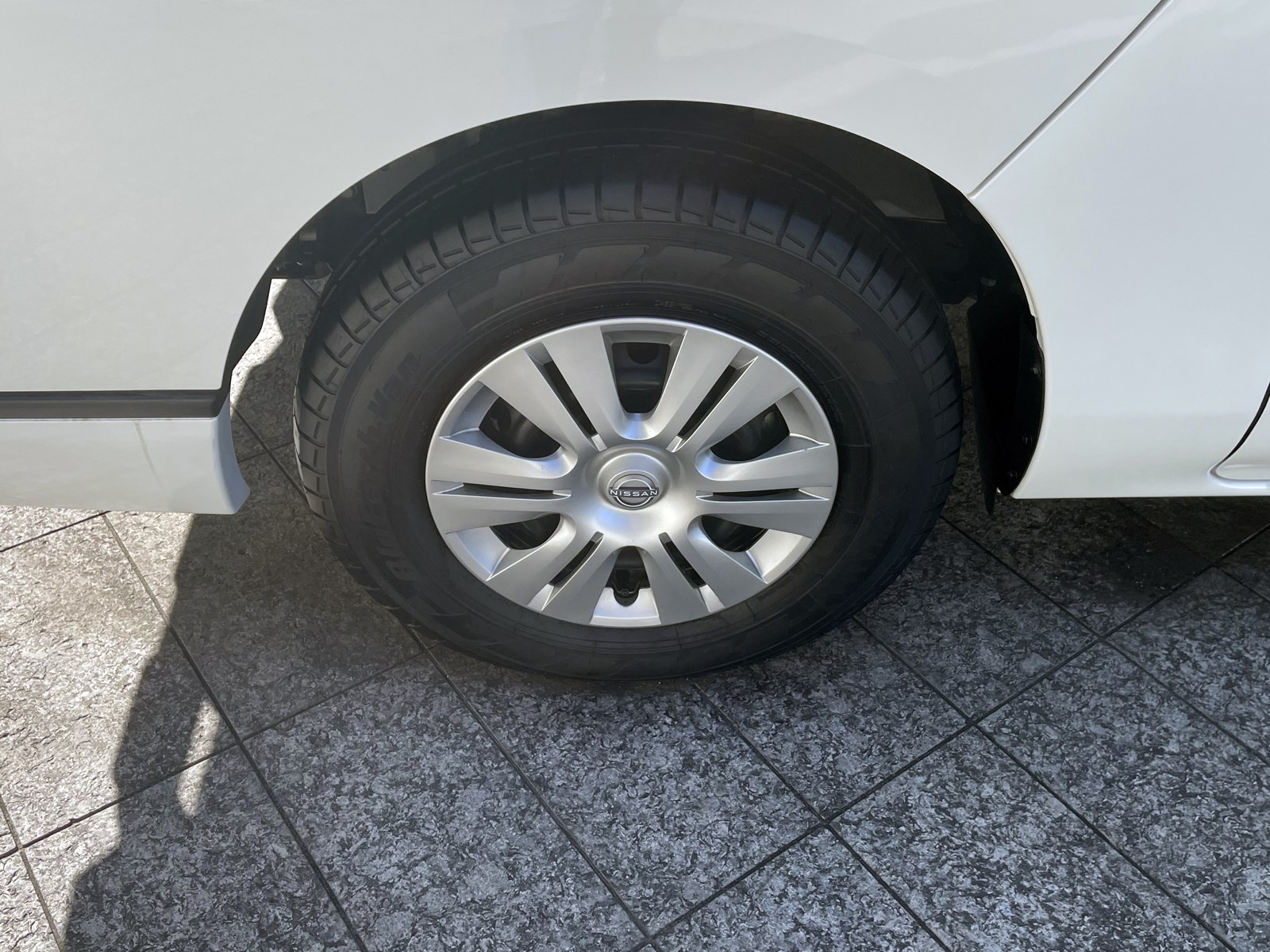 Tyre and wheel on a Nissan Caravan van