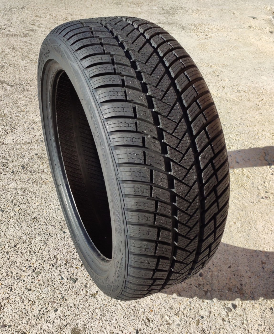 An unmounted Vredestein Wintrac Pro tyre showing its tread
